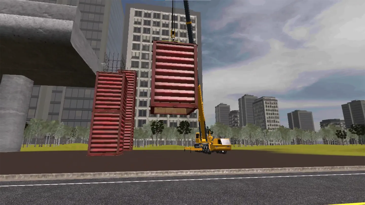 Mobile hydraulic crane handling concrete formwork