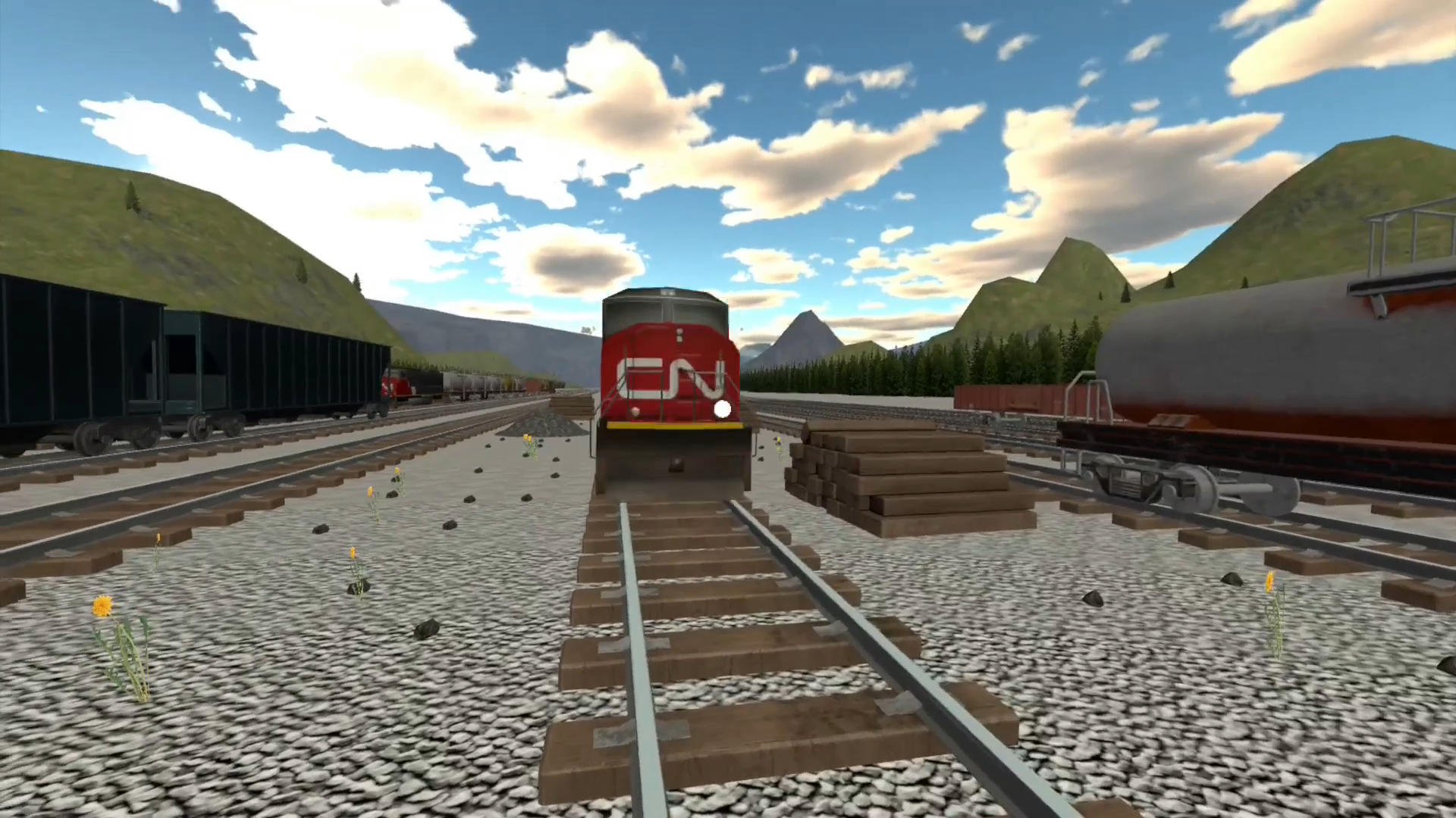 Track-level view showing Check For Obstruction prompt and switch marker
