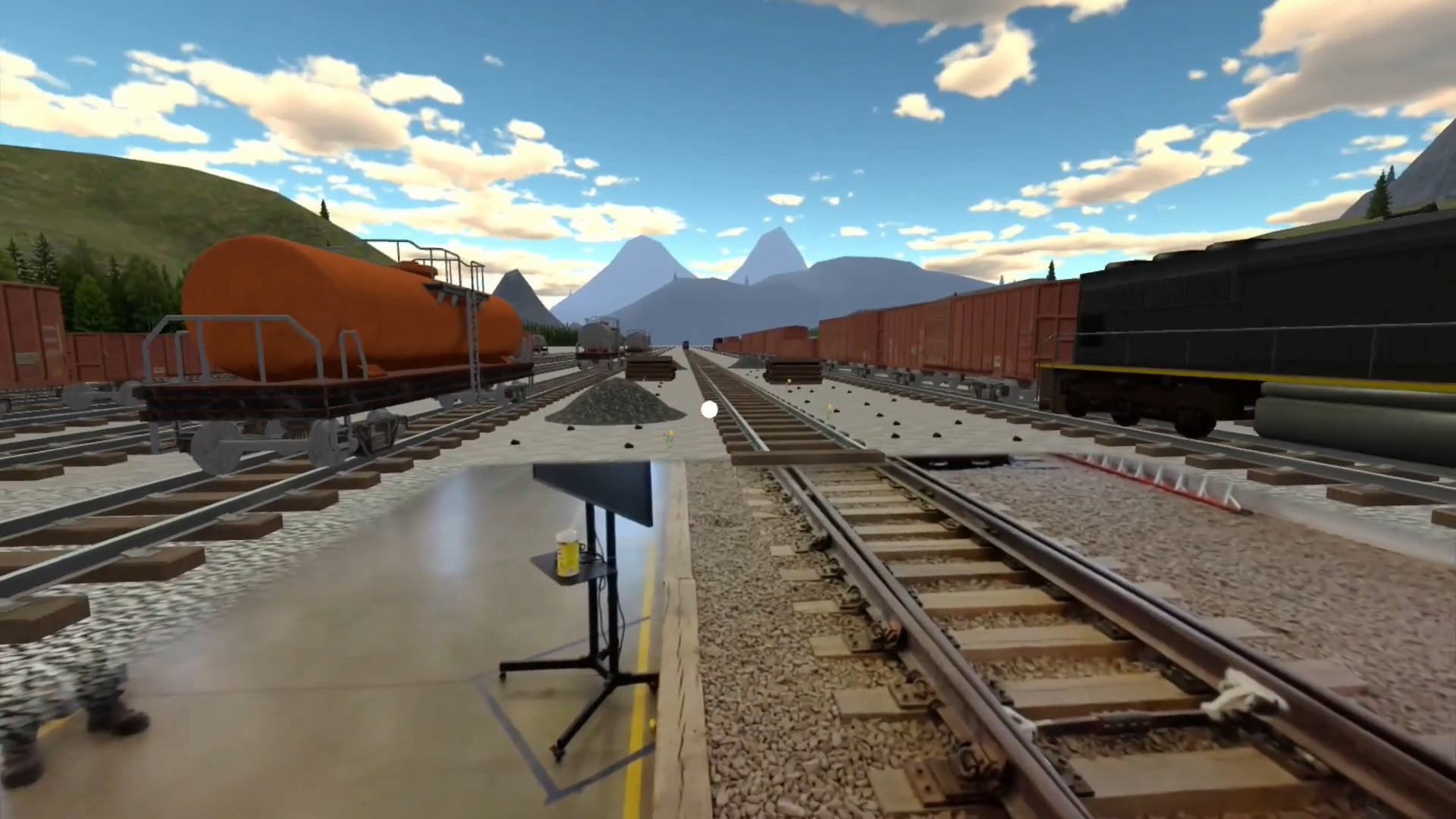 CN locomotive approaching head-on down the track