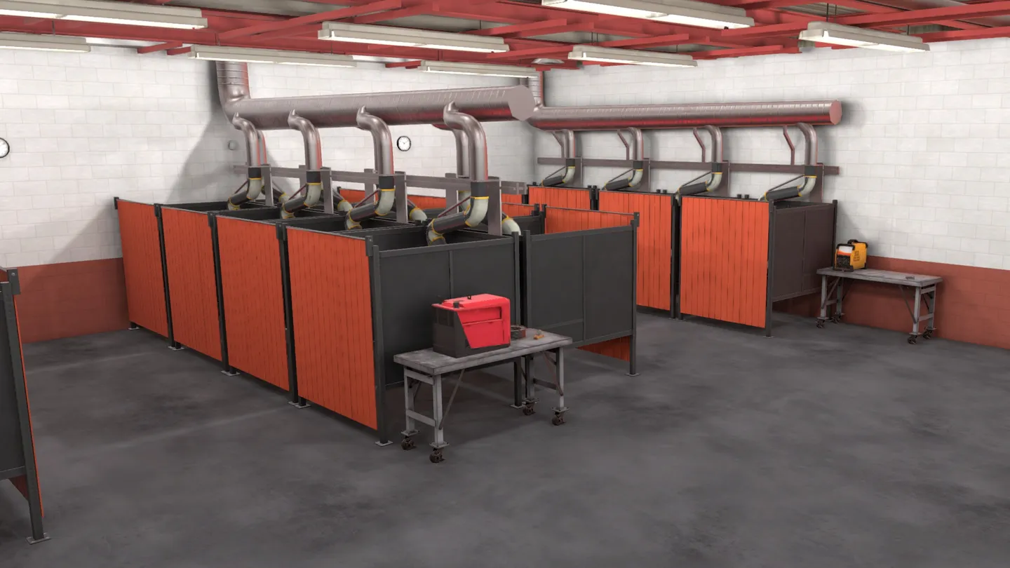 Industrial Welding Training Lab Workspace layout