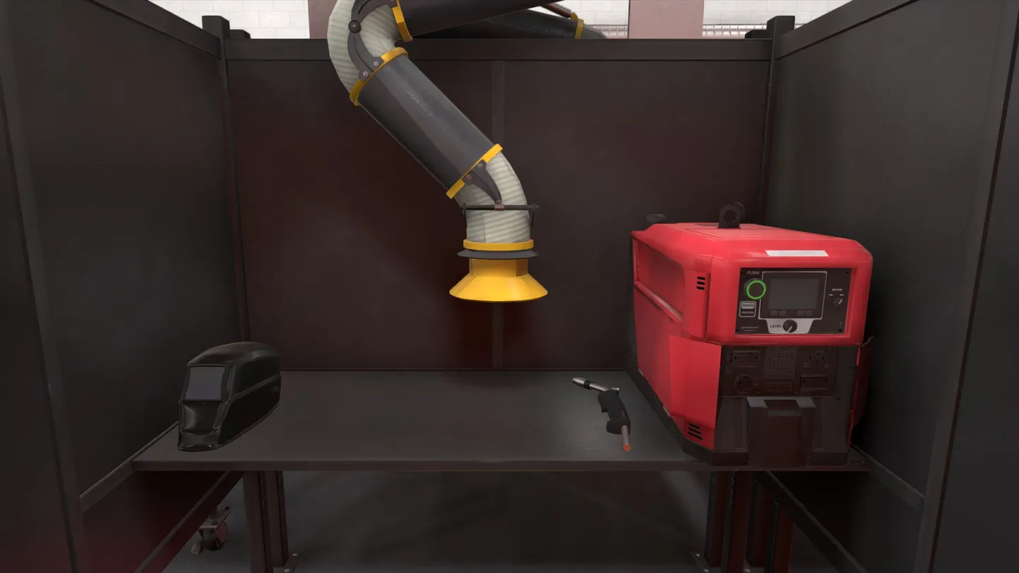 Welding simulation booth interior view