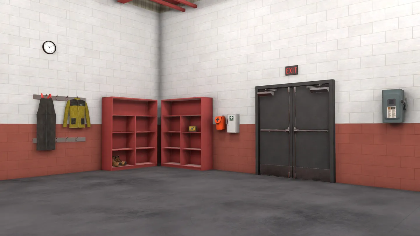 Safety and PPE equipment rack placement area
